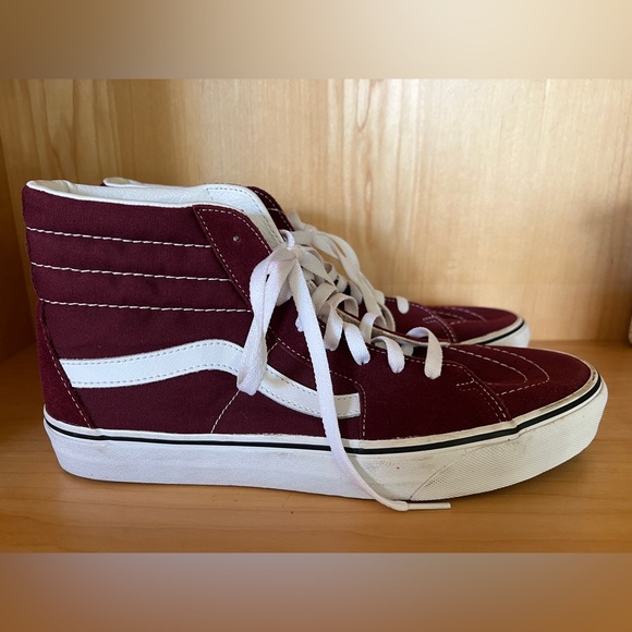 VANS High-Top Skateboard Shoes Maroon & White Size 11 Euro 44.5 Lace Up Sneaker - Picture 7 of 10
